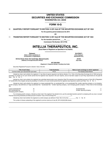 Thumbnail Intellia Therapeutics 10-Q Quarterly Report FY2019 