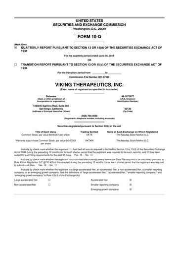 Thumbnail Viking Therapeutics
 10-Q Quarterly Report FY2019 