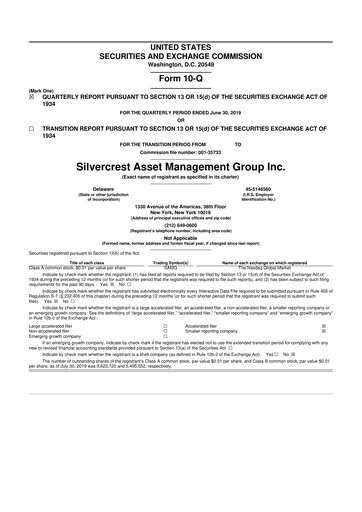 Thumbnail Silvercrest Asset Management Group 10-Q Quarterly Report FY2019 