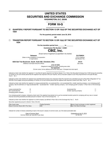 Thumbnail CBIZ 10-Q Quarterly Report FY2019 