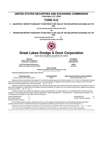 Thumbnail Great Lakes Dredge & Dock Corp. 10-Q Quarterly Report FY2019 
