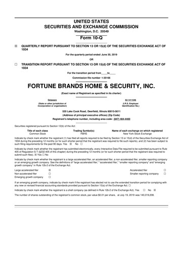 Thumbnail Fortune Brands Innovations 10-Q Quarterly Report FY2019 