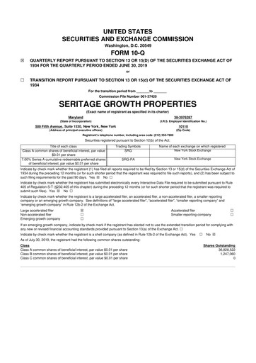 Thumbnail Seritage Growth Properties
 10-Q Quarterly Report FY2019 