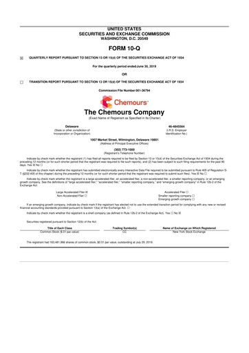 Thumbnail Chemours
 10-Q Quarterly Report FY2019 