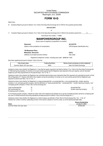 Thumbnail ManpowerGroup 10-Q Quarterly Report FY2019 