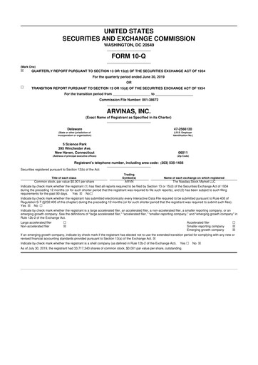 Thumbnail Arvinas 10-Q Quarterly Report FY 