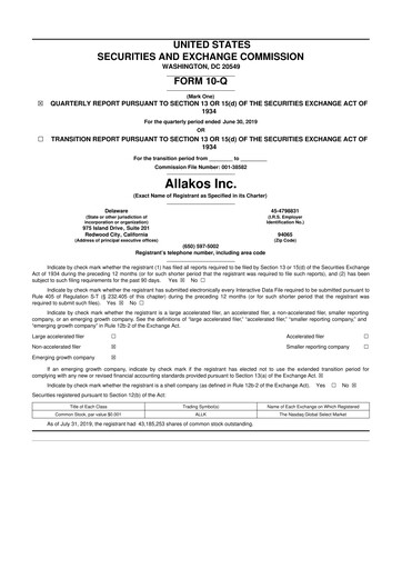 Thumbnail Allakos 10-Q Quarterly Report FY2019 
