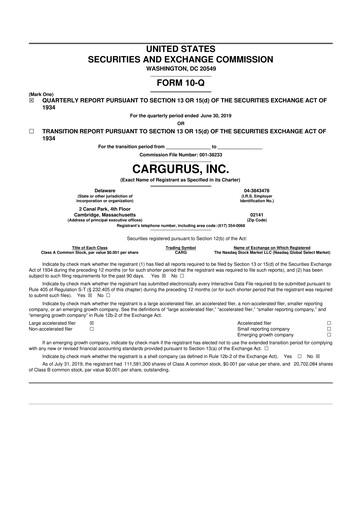 Thumbnail CarGurus 10-Q Quarterly Report FY2019 