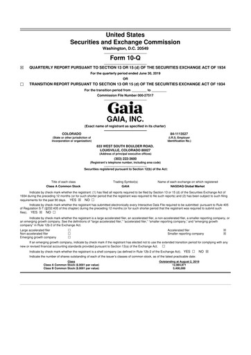 Thumbnail Gaia 10-Q Quarterly Report FY2019 