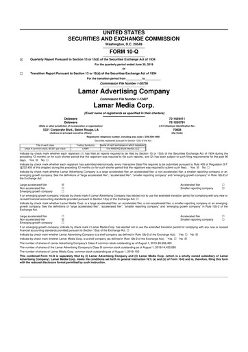 Thumbnail Lamar Advertising 10-Q Quarterly Report FY 