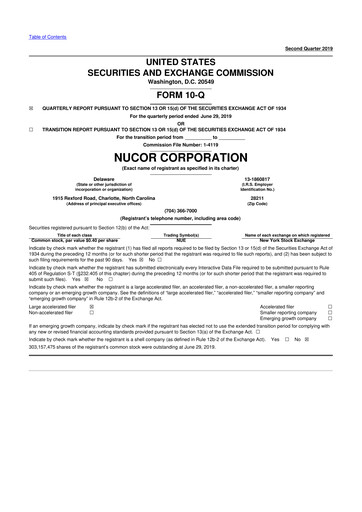 Vorschaubild Nucor
 10-Q Quartalsbericht 2019 