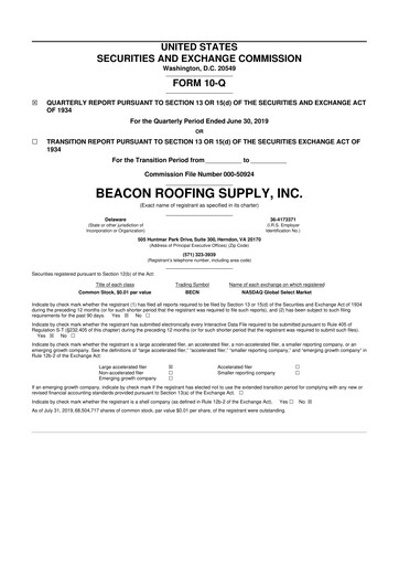 Vorschaubild Beacon Roofing Supply 10-Q Quartalsbericht 2019 