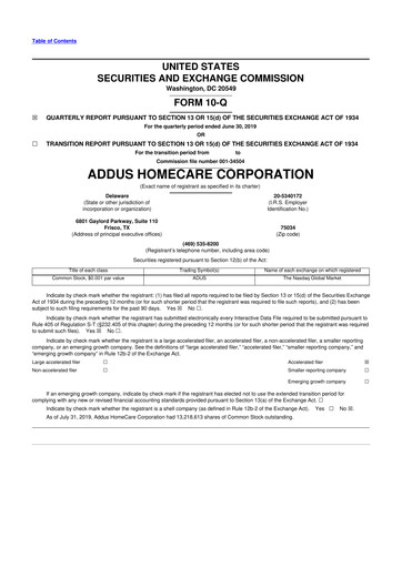 Vorschaubild 
Addus HomeCare 10-Q Quartalsbericht 2019 