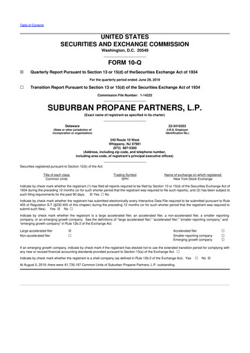 Thumbnail Suburban Propane Partners 10-Q Quarterly Report FY2019 