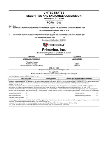 Vorschaubild Primerica
 10-Q Quartalsbericht 2019 