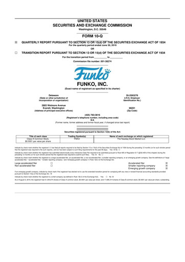 Miniature Funko
 10-Q Rapport trimestriel 2019 