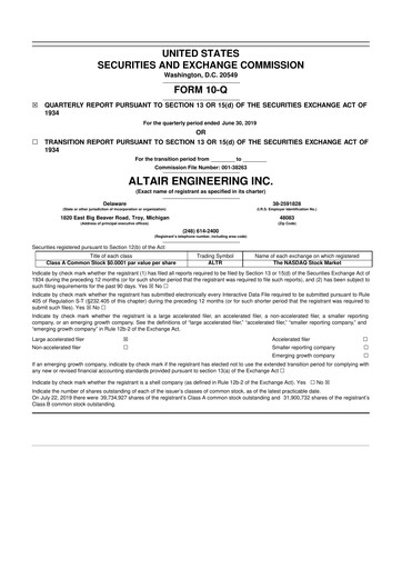 Vorschaubild Altair Engineering
 10-Q Quartalsbericht 2019 