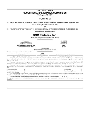 Thumbnail BGC Group
 10-Q Quarterly Report FY2019 