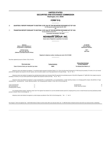 Miniature Newmark 10-Q Rapport trimestriel 2019 
