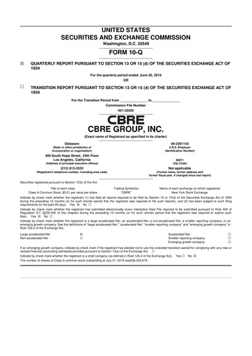 Miniature CBRE Group
 10-Q Rapport trimestriel 2019 