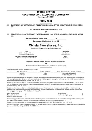 Vorschaubild Civista Bancshares
 10-Q Quartalsbericht 2019 