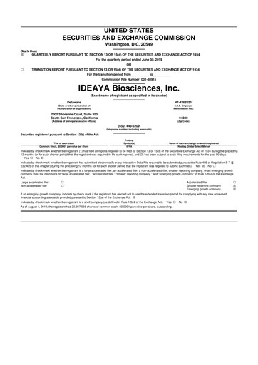 Thumbnail IDEAYA Biosciences 10-Q Quarterly Report FY2019 