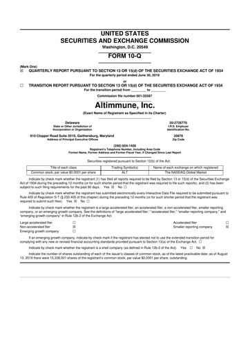 Thumbnail Altimmune 10-Q Quarterly Report FY2019 