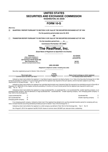 Thumbnail The RealReal
 10-Q Quarterly Report FY2019 
