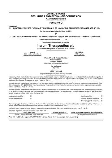 Thumbnail Iterum Therapeutics 10-Q Quarterly Report FY2019 