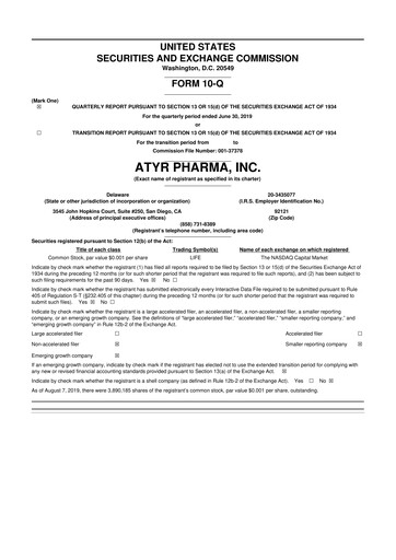 Thumbnail aTyr Pharma 10-Q Quarterly Report FY2019 