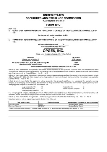 Thumbnail OpGen
 10-Q Quarterly Report FY2019 