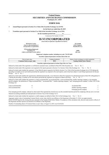 Thumbnail Coherent Corp. 10-K Annual Report 2019