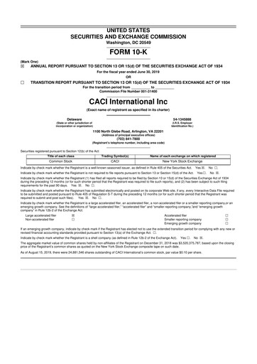 Miniature CACI International Inc 10-K Rapport annuel 2019