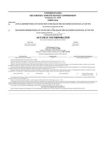 Thumbnail Accuray 10-K Annual Report 2019