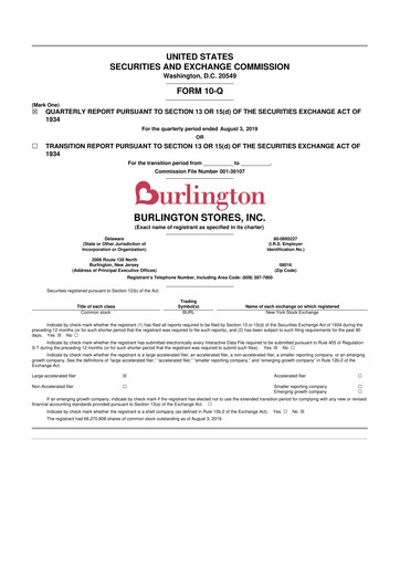 Thumbnail Burlington Stores 10-Q Quarterly Report FY2019 