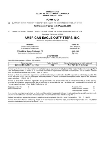 Thumbnail American Eagle Outfitters
 10-Q Quarterly Report FY2019 