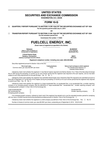 Vorschaubild FuelCell Energy
 10-Q Quartalsbericht 2019 