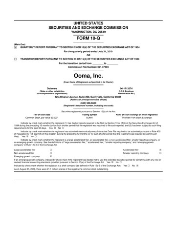 Miniature Ooma 10-Q Rapport trimestriel 2020 