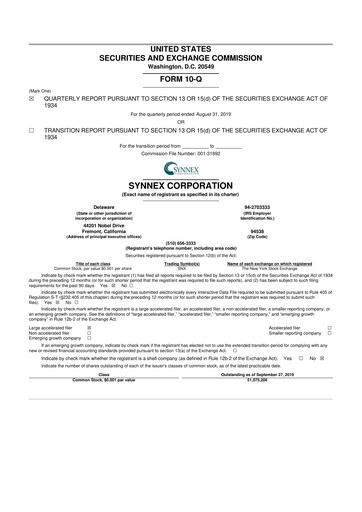 Vorschaubild TD Synnex 10-Q Quartalsbericht 2019 