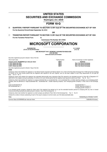 Thumbnail Microsoft 10-Q Quarterly Report FY2020 