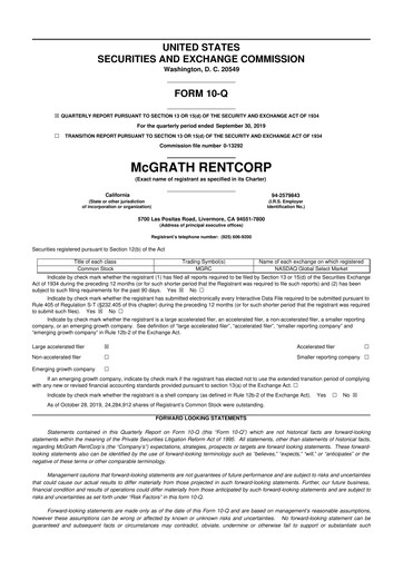 Thumbnail McGrath RentCorp
 10-Q Quarterly Report FY2019 
