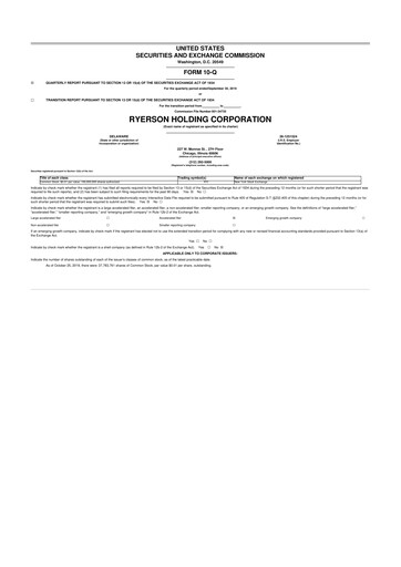 Miniature Ryerson 10-Q Rapport trimestriel 2019 