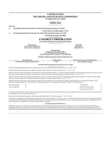 Thumbnail UniFirst 10-K Annual Report 2019