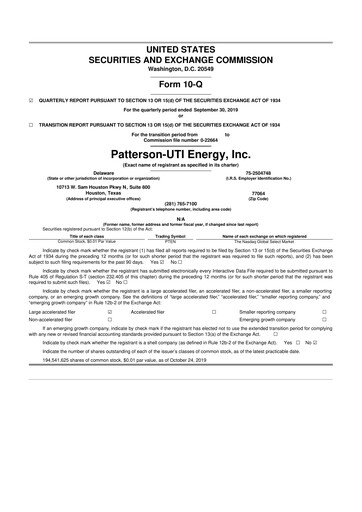 Thumbnail Patterson-UTI Energy 10-Q Quarterly Report FY2019 