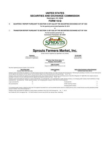 Thumbnail Sprouts Farmers Market 10-Q Quarterly Report FY2019 