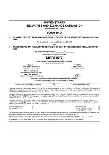 Vorschaubild MSCI 10-Q Quartalsbericht  