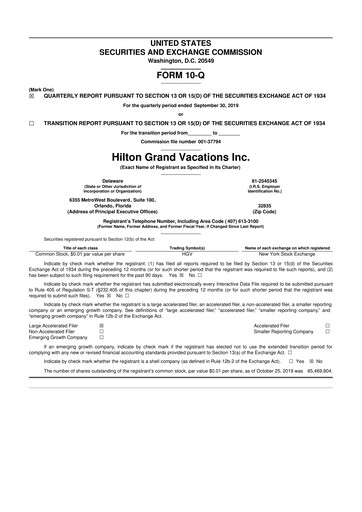 Thumbnail Hilton Grand Vacations
 10-Q Quarterly Report FY2019 