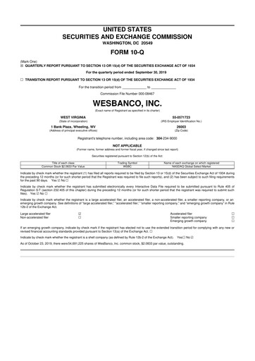 Miniature WesBanco 10-Q Rapport trimestriel  