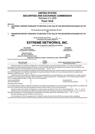 Thumbnail Extreme Networks
 10-Q Quarterly Report FY2020 