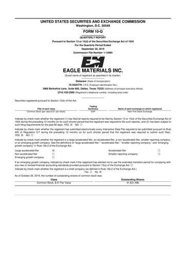 Thumbnail Eagle Materials
 10-Q Quarterly Report FY2020 